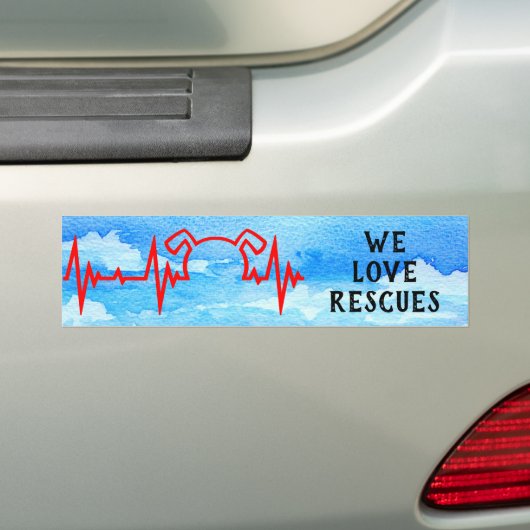 Dog Heartbeat, We houden van redding, troebele hem Bumpersticker (Op auto)