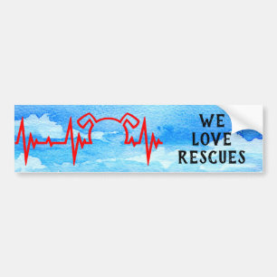 Dog Heartbeat, We houden van redding, troebele hem Bumpersticker