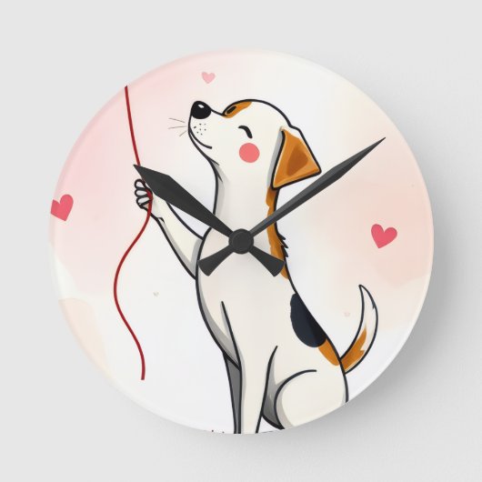 Dog Hearts Clock Ronde Klok (Voorkant)