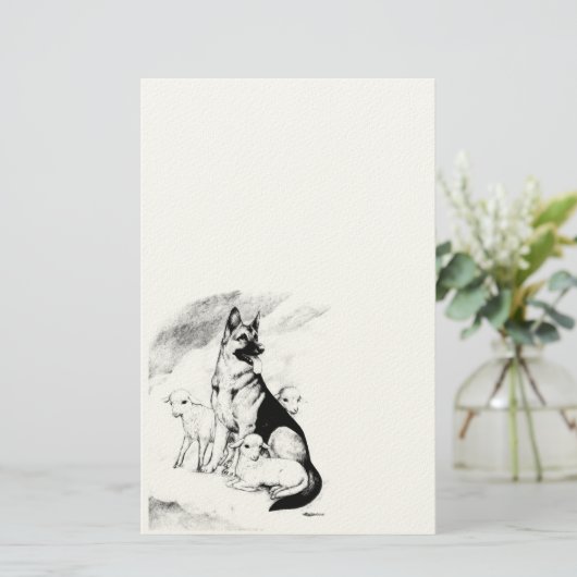 Dog Heaven, de Master's Flock Briefpapier (Staand voorkant)