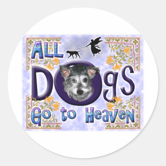 Dog Heaven Ronde Sticker (Voorkant)
