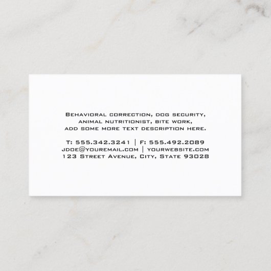 Dog Holding Leash Logo Visitekaartje (Achterkant)