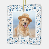 Dog Holiday Cute Paw Drukt Aangepaste foto Pet Keramisch Ornament (Links)