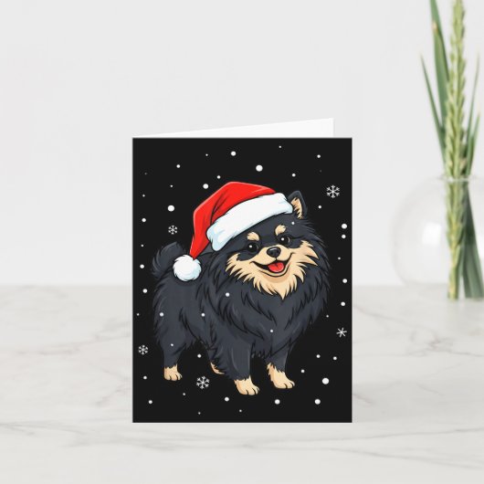 Dog Holiday Meranian Dog Santa Illustration - Fluf Kaart (Voorkant)