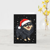 Dog Holiday Meranian Dog Santa Illustration - Fluf Kaart (Gele Bloem)