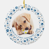 Dog Holiday Paw Prints Personeelsbestand 2 Pet fot Keramisch Ornament (Achterkant)