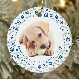 Dog Holiday Paw Prints Personeelsbestand 2 Pet fot Keramisch Ornament