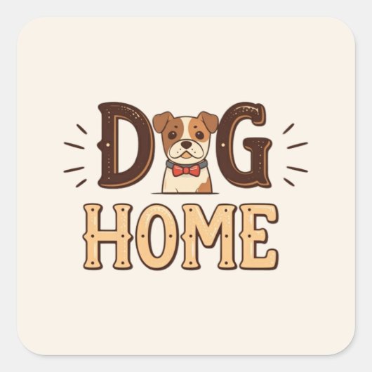 Dog Home in Tekststijl Sticker (Voorkant)