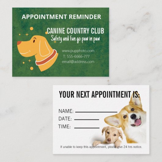 Dog Hotel Business Appointment Card Notitiekaartje (Voorkant / Achterkant)