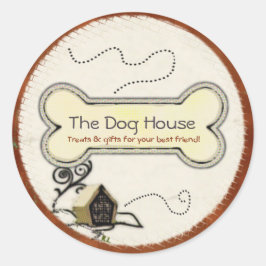 Dog House HUISDIER BEHANDELT GESCHENKEN BUSINESS Ronde Sticker