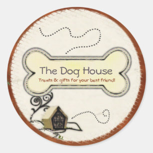 Dog House HUISDIER BEHANDELT GESCHENKEN BUSINESS Ronde Sticker