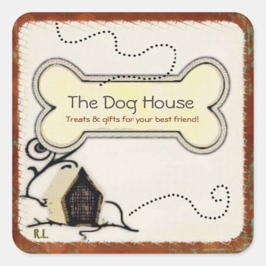 Dog House HUISDIER BEHANDELT GESCHENKEN BUSINESS Vierkante Sticker (Voorkant)
