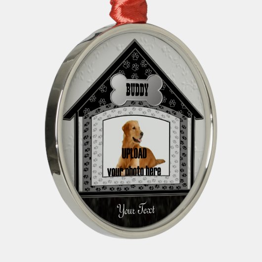 Dog House Pet Memorial Metalen Ornament (Rechts)