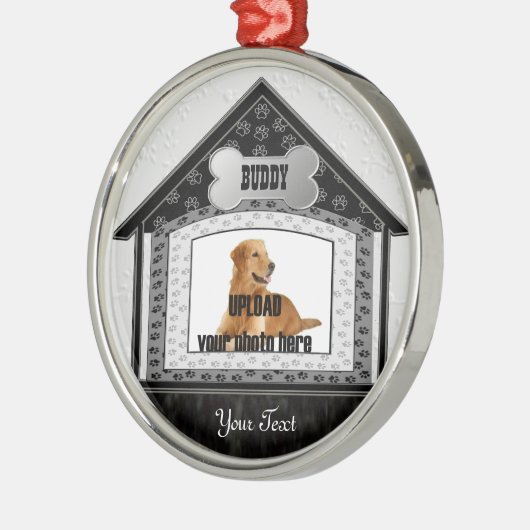 Dog House Pet Memorial Metalen Ornament (Links)