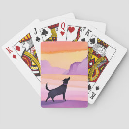 Dog Howl | Black Dog Watercolor Silhouette Pokerkaarten