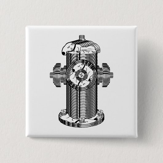 Dog Hydrant Vierkante Button 5,1 Cm (Voorkant)
