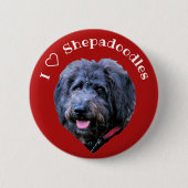 Dog I Love Shepadoodles Rode en witte Button (Voorkant)