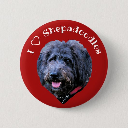 Dog I Love Shepadoodles Rode en witte Button (Voorkant)