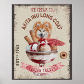 Dog Ice crème grappig Akita Inu lange jas Poster (Voorkant)