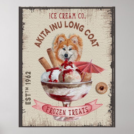 Dog Ice crème grappig Akita Inu lange jas Poster (Voorkant)