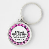 Dog ID-Label - Bandana Roze grens Sleutelhanger (Voorkant)