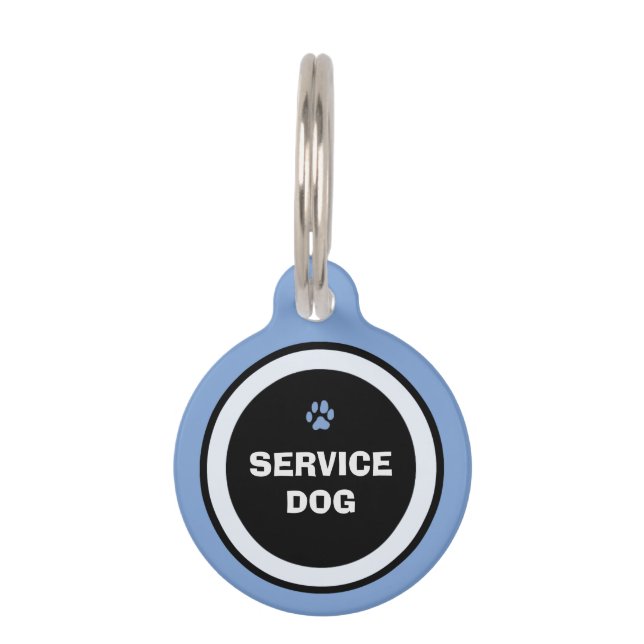 Dog ID Label - Blauw & Zwart- Service Dog Huisdierpenning (Voorkant)