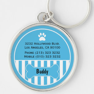 Dog ID Label Blue Sleutelhanger
