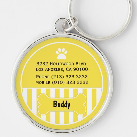Dog ID Label Gele Sleutelhanger (Voorkant)