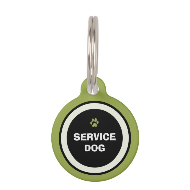 Dog ID-Label - Groen en zwart-wit - Service Dog Huisdierpenning (Voorkant)