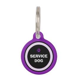 Dog ID Label - Paarse & Zwart- Service Dog Huisdierpenning