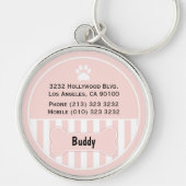 Dog ID Label Roze bot Sleutelhanger (Voorkant)