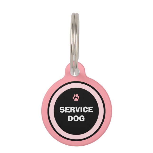 Dog ID-Label - Roze en zwart - Service Dog Huisdierpenning (Voorkant)