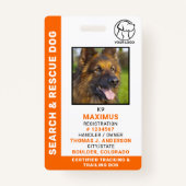 Dog-ID SAR K9 Aangepaste Logo foto zoeken en redde Badge (Voorkant)