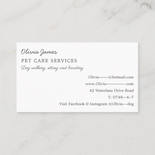 Dog-illustraties visitekaartje hondenwandelaarster (Achterkant)