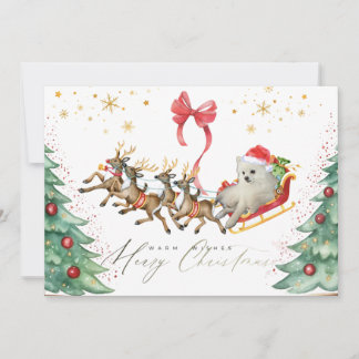 Dog in a Sleigh Christmas Card (Flat) Bedankkaart