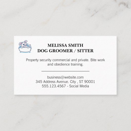 Dog in Bathtub | Hout Visitekaartje (Achterkant)