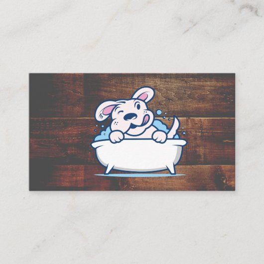 Dog in Bathtub | Hout Visitekaartje (Voorkant)