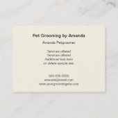 Dog in Bathtub - Pet Groomer Visitekaartje (Achterkant)