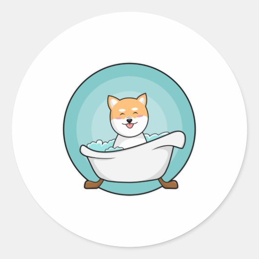 Dog in Bathtub Ronde Sticker (Voorkant)
