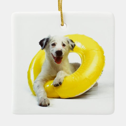 ***DOG IN BINNERTUBE** CHRISMAS ORNAMENT (Voorkant)