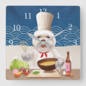 Dog in Chef-Pet kookt Soup Square Wall klok (Voorkant)
