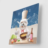 Dog in Chef-Pet kookt Soup Square Wall klok (Hoek)
