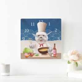Dog in Chef-Pet kookt Soup Square Wall klok