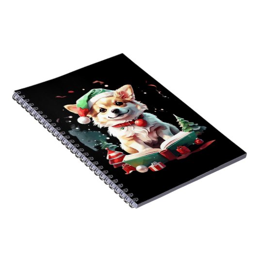 Dog in Christmas Hat with Books - A Perfect Christ Notitieboek (Rechterzijde)