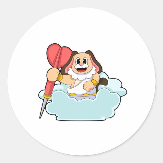 Dog in Darts met Dart Ronde Sticker (Voorkant)