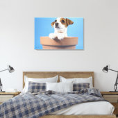 Dog in de bloempot canvas afdruk (Insitu (Slaapkamer))
