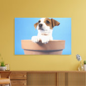 Dog in de bloempot canvas afdruk (Insitu (Woonkamer))