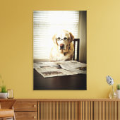 Dog in de ochtend routine canvas afdruk (Insitu (Woonkamer))