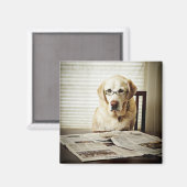 Dog in de ochtend routine magneet (Voorkant / Achterkant)