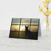 Dog in de Windows Dog Sympathisatiekaart Kaart (Gele Bloem)
